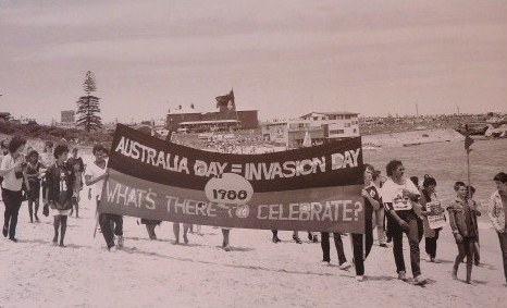 Protest march on La Perouse beach, against the first fleet re-enactment, 1988